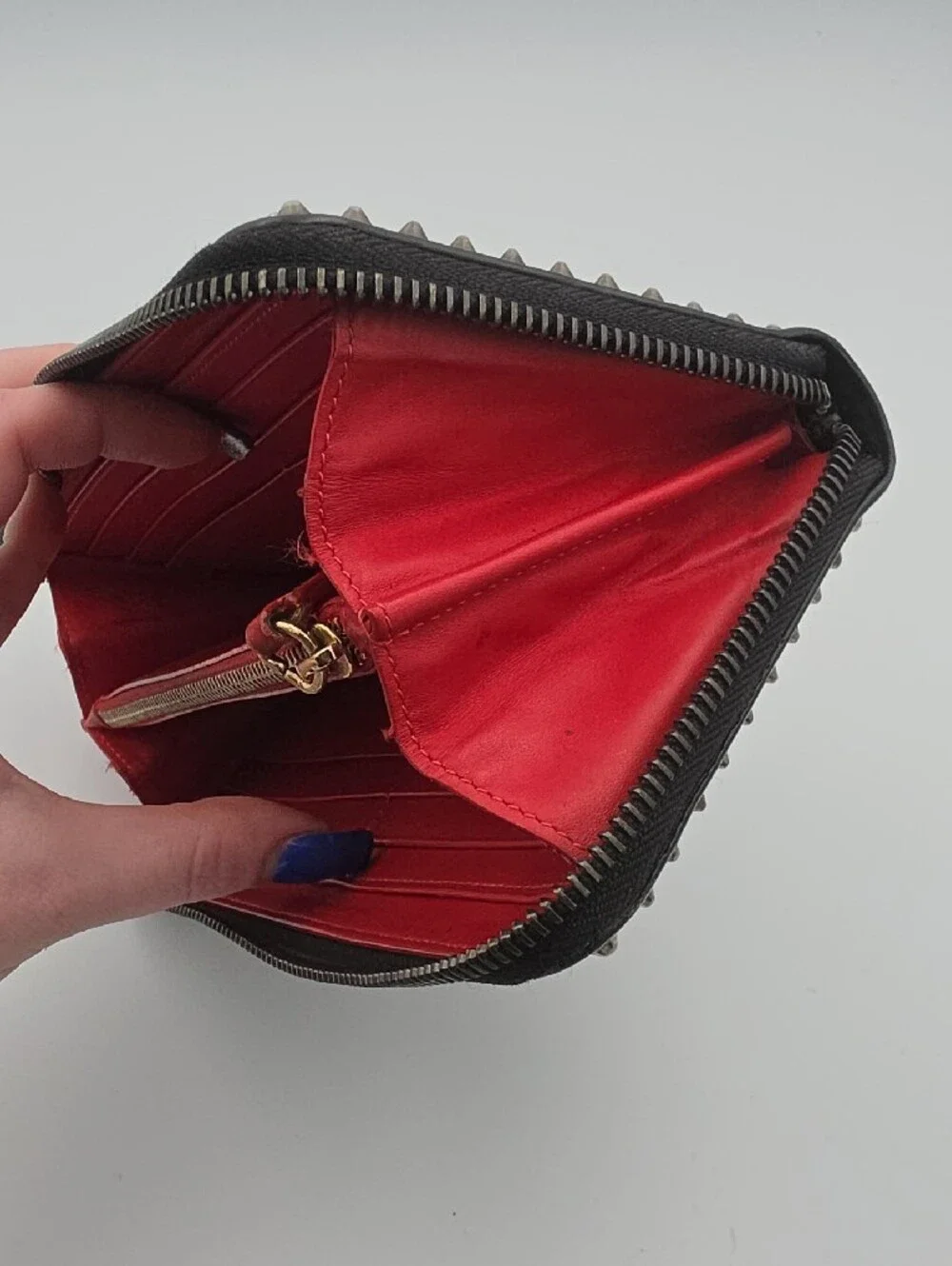 Christian Louboutin Black Studded Gold/Silver/Gun Metal Zip Long Wallet (EUC)✨️